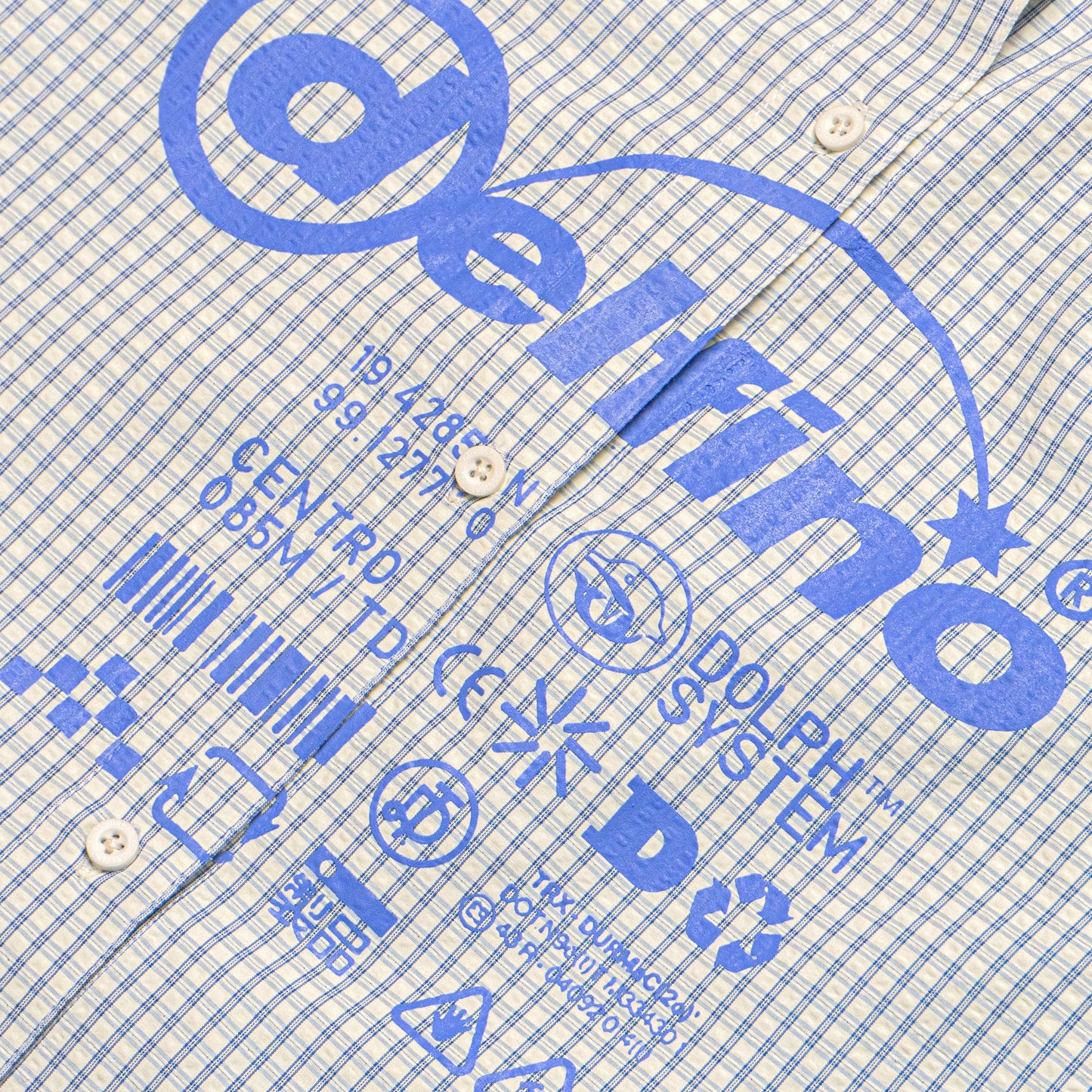 WARNING LOGOS - ZAPPA T-SHIRT - CREAM & BLUE