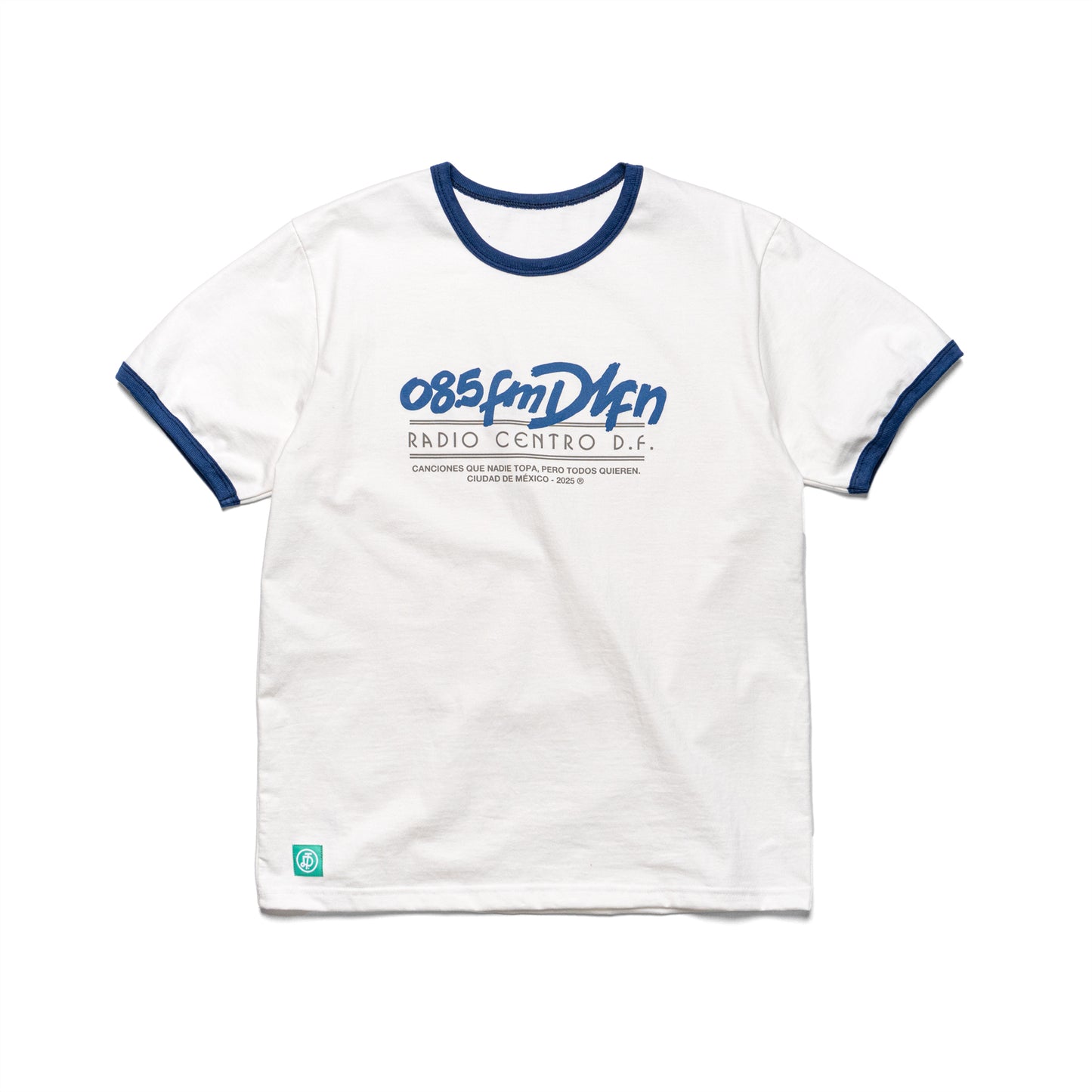 08.5 FM - RINGER T-SHIRT / CREAM & BLUE